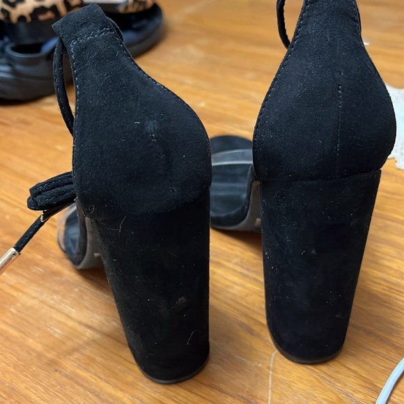 Wild Diva Black High Heel Sandals Clear Toe Tie Ankle Size 9 - Picture 4 of 5